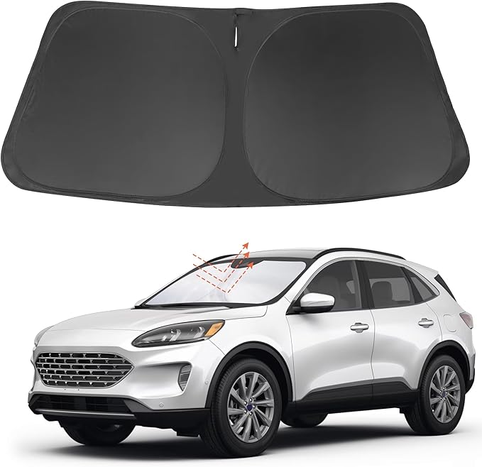 Front Windshield Sun Shade Foldable Car Front Window Sun Shade Windshield Shade Custom Fit for 2020-2026 Ford Escape Block UV Rays Car Accessories Heat Keep Cooler