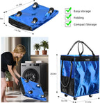 (Medium, Blue) Reusable Grocery Bag on 4 Wheels, Foldable Rolling Tote Carries Up to 66lb Shopping Trolley, Rolling Bag with 3 Handles, Zipper Clouser Rolling Tote Bag with Wheels for Laundry