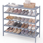 Smiry Long Bamboo Shoe Rack 5-Tier, Stackable Wooden Shoe Organizer for Entryway & Closet, Free Standing Wood Shoe Storage Sh