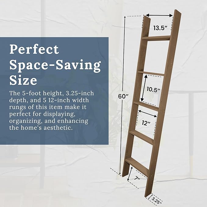BARNWOODUSA Throw Blanket Ladder – Fully Assembled Reclaimed Wood – Rustic Decorative Ladder for Towels, Quilts, & More – Per