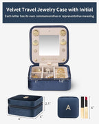 Vlando Travel Gifts 2025, Travel Jewelry Case for Girl Women, A Initial Jewelry Case, Mini Jewelry Travel Organizer Travel Es