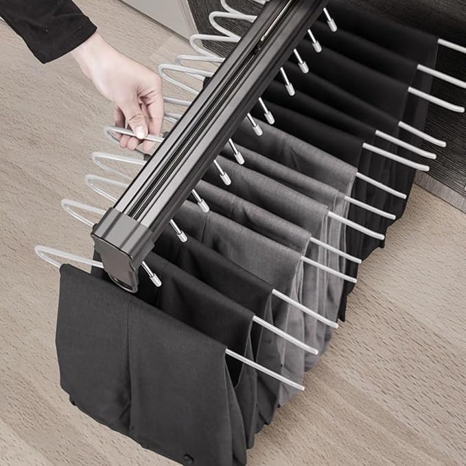 Adjustable Sliding Clothes Rail, Extendable Wardrobe Rod for Pull-Out Hanger Rack, 360-560Mm Closet Organizer for Scarves, Je