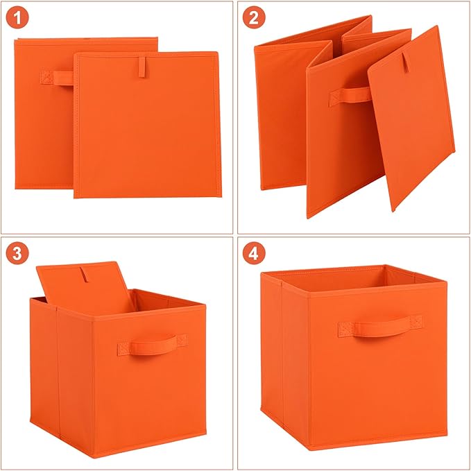 Stero Fabric Storage Bins 6 Pack Fun Colored Durable Storage Cubes with Fabric Handles Foldable Cube Baskets for Home, Kids R