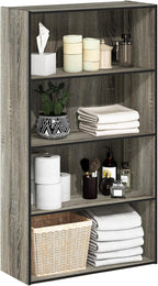 Furinno PASIR Book Shelf, 4-Tier Bookshelf, Bookcase with Open Shelf, 9.4 x 23.6 x 41.7, for Living Room, Bedroom, Home Offic