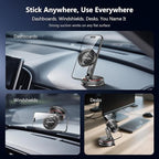 SYNCWIRE for MagSafe Car Mount [2-Axis Design] Nano Adhesive Gel + Suction Cup Magnetic Phone Holder for Dashboard & Windshield, 360° Adjustable for iPhone 17 16 15 14 13 12 11, Samsung, Carbon Fiber