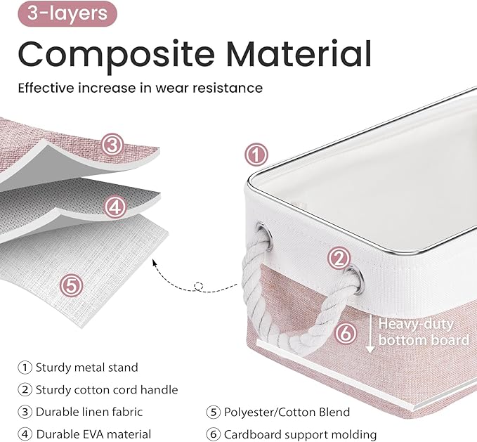 Storage Baskets for Shelves 11.8x7.9x5.2 Inch, Foldable Fabric Storage Bins with Handles, Small Storage Baskets for Organizin