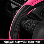 Road Comforts Leather Steering Wheel Cover - Made with PVC Leather - Anti-Slip, Universal Fit 14 1/2 inches to 15 inches - Ho
