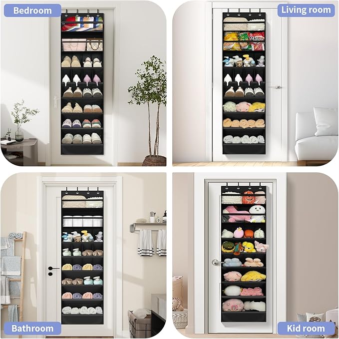 FENTEC 1 Pack 8 Shelves Over The Door Shoe Organizer, 68" Exlarge Deep Pockets Hanging Shoe Organizer, Shoe Rack for Closet, 