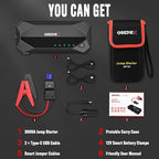 GREPRO Jump Starter (10L Gas & 8.0L Diesel Engines), 3000A Car Battery Jump Starter Battery Pack,12V Booster, Jump Box with