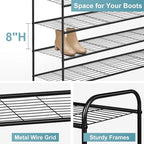 AOODA 4 Tier Long Metal Shoe Rack for Closet Wide Stackable Shoe Storage Organizer for Entryway, Bedroom, Floor, Holds 30 Pai