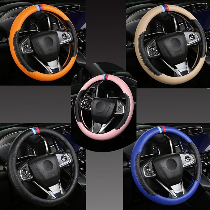 Cxtiy Steering Wheel Cover for BMW X1 X2 X3 X4 X5 X6 330i 530i 740i iX1 iX3 i4 i5 M3 M5 (Red, Standardized(14.5'-15'))