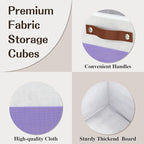 Temary Foldable Cube Baskets 4Pack - Clothes Shelf Storage with Handles, Fabric Storage Organizer Bins (White&Purple, 13x15x1