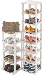 5 Tiers Shoe Rack Organizer for Closet Shoe Holder Storage Narrow Plastic Vertical, Free Standing Shoe Rack Shelf for Entrywa