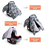 Rquite Car Seat Cover Baby, Carseat Covers Baby Boy, Minky Infant Car Seat Cover Winter, Peekaboo Opening Car Seat Canopy, Mu