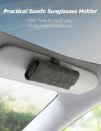 TPARTS Suede Sunglasses Holder for Tesla Sun Visor, Magnetic Glasses Protective Storage Case Vehicle Visor Organizer Box Tesla Interior Accessories (Gray Micro-suede)