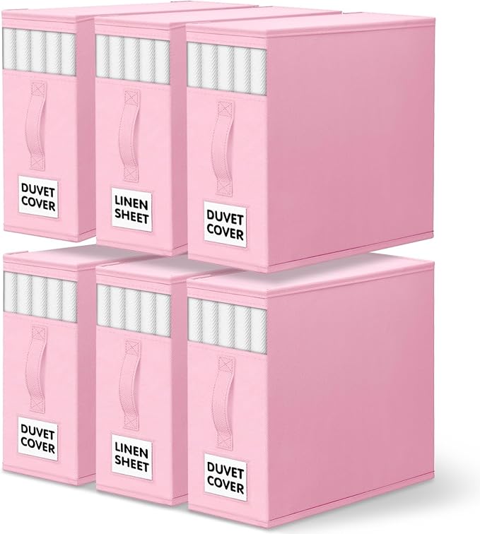 WOWBOX Sheet Organizers and Storage,Closet Bed Sheet Organizer Under Bed Storage and Organization with Label Cards & Clear Wi