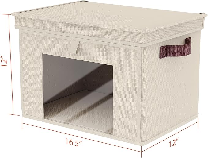 Univivi Storage Bins with Lids, Large Closet Organizers and Storage with Handles & Window, Foldable Fabric Storage Cubes with