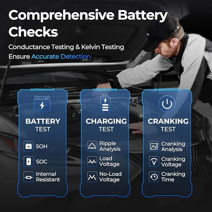 Car Battery Jump Starter and Battery Tester TOPDON 2-in-1 2200A Peak Jump Starter for Up to 8L Gas/6L Diesel Engines 12V