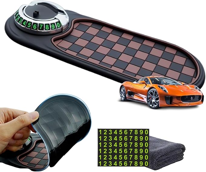 DDRIC Multifunction Car Anti-Slip Mat, Auto Universal Phone Holder, Rotatable Anti Skid Car Dashboard Pad with Temporary Park