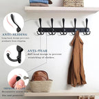 2-Pack Coat Rack Wall Mounted – Space-Saving Wall Clothes Rack, 5 Tri Hooks, Stainless Steel Entryway Organizer for Coats, Ha