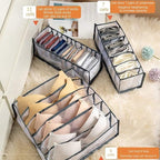 3 Set Underwear Organizer, Foldable Bra Underwear Drawer Organizer Divider Bins for Underwear, Socks, Ties, Bras, Underwear S