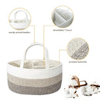 luxury little Diaper Caddy Organizer, Large Cotton Rope Nursery Baby Basket, Changing Table Organizer for Baby Diaper Storage