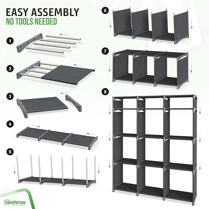 Cube Storage Organizer with Storage Bins Included - The Perfect Closet Organizers and Storage Solution. Includes 12 Storage C