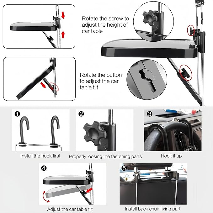 Car Steering Wheel Desk Compatible with Ford F150 F250 F350 F-150 F-250 F-350, Foldable Back Seat Tray Table, Car Steering Wheel Tray for Laptop Eating Writing, Travel Car Accessories,A