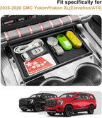ECOZEN 2026 GMC Yukon Center Console Organizer - Double-Layer TPE For 2025-2026 Yukon/Yukon XL Console Storage Tray Compatible with 2025-2026 Yukon XL(Elevation/AT4) Accessories - Not For Denali