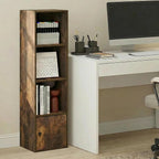 Furinno LUDER Book Shelf, 4-Tier Bookshelf with Open Shelf, Standing Bookcase with 1 Door Cabinet, 9.3 x 12 x 41.8, for Organ