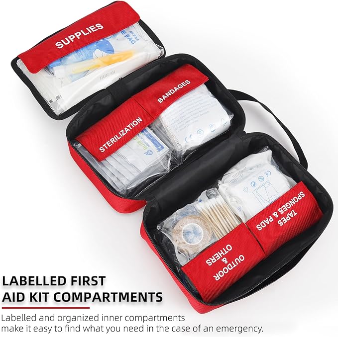 330 Piece First Aid Kit, Premium Waterproof Compact Trauma Medical Kits for Any Emergencies, Ideal for Home, Car, Travel, Cam