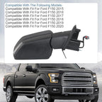 JDMSPEED Passenger Side View Mirror Power Heated LED Signal Textured Black Right Compatible with 2015-2020 Ford F150 With Bli
