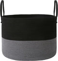 JMvicyroam 115L Extra Large Blanket Basket for Living Room - Woven Cotton Rope Laundry Hamper with Reinforced Handles - Stora