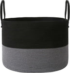 JMvicyroam 115L Extra Large Blanket Basket for Living Room - Woven Cotton Rope Laundry Hamper with Reinforced Handles - Stora