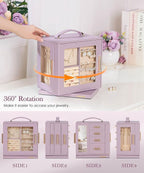 Homde Jewelry Box 360° Rotating, Necklace Earring Organizer with Transparent Window, Mirror, 7 Drawers, Large Ring Display St