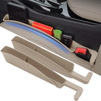 Car Seat Gap Filler Plug Strip with Storage Slot, Automotive Side Seat Organizer or Catcher Fill The Gap Between Seat & Console, Universal Auto Storage Box Inserts for Phone Coins Wallets Keys, Beige