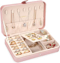 LANDICI Small Jewelry Box for Women Girls, PU Leather Travel Jewelry Case, Portable Jewelry Organizer Storage Holder Display 
