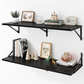Deep Floating Shelves Wall Mounted, 36"x12" Black Wall Shelves with Brackets Set of 2 for Bedroom, Living Room, Bathroom, Kit