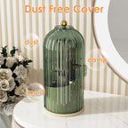 YOOLENS Makeup Brush Holder with Lid 360 Rotating Clear Dustproof Make Up Organizers for Vanity Bathroom Countertop, Green Be