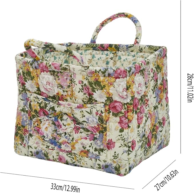 Boho Fabric Storage Basket, Large Capacity Laundry Basket, 12.2'' x 10.23'' x 10.23'' Collapsible Laundry Hamper with Easy Ca