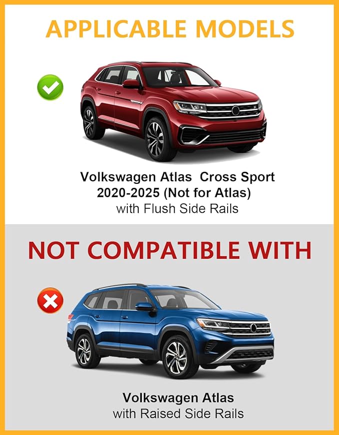 Tuyoung Roof Rack Cross Bars Compatible with Volkswagen VW Atlas Cross Sport 2020-2026, 220lbs Lockable Heavy Duty Anti-Theft Aluminum Rails Crossbars Cargo Carrier Bag