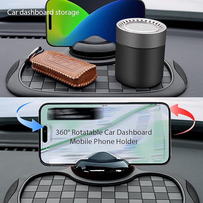 S-SNAIL-OO Multifunction Car Anti Slip Mat, 360° Rotatable Phone Holder Dashboard Pad with Temporary Parking Number, Rotatabl