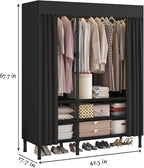 Portable Closet,Garment Rack,Heavy Duty Clothes Rack with Cover,Wardrobe Closet with 2 Hanging Rods, 6 Storage Shelves,43.3" 