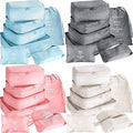 28 Pcs Packing Cubes Packing Organizers Luggage Organizer Bags Foldable Travel Luggage Cubes Suitcases Organizer Bags (Light 