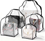 5 Pack Clear Dust Bags For Handbags,5-Sizes Purse Storage Organizers,Purse Protector Storage Bag with Luxury Bags,Soft Stand-