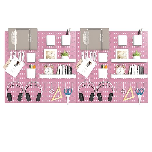Peg Board Combination Kit, 8 Pegboards with 40 Accessories, Pegboard Wall Organizer for Office, Nursery & Home Storage, Key H
