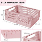Small Pastel Plastic Storage Bins 2Pcs Foldable Pastel Crates Plastic Basket Colorful Storage Containers Baskets for Classroo