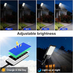 Solar Street Lights, Outdoor Flood Light, Dusk to Dawn, 6500k Dimmable Security Lamps with Remote Control, IP66 Waterproof Solar Powered Parking Lot Lights