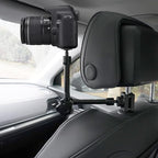 Car Headrest Camera Mount for GoPro/Insta 360/DJI OSMO/AKASO/Video/DSLR, 1.57 inch Diameter Base 10 inch Length Magic Arm, Aluminum Alloy Adjustable Camera Holder, Black