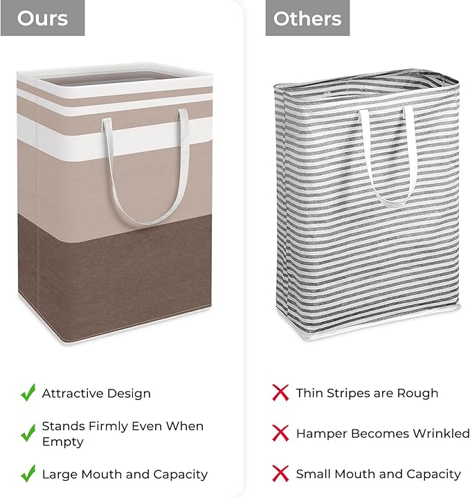 HomeHacks 2-Pack Large Laundry Basket, Waterproof, Freestanding Laundry Hamper, Collapsible Tall Clothes Hamper with Extended